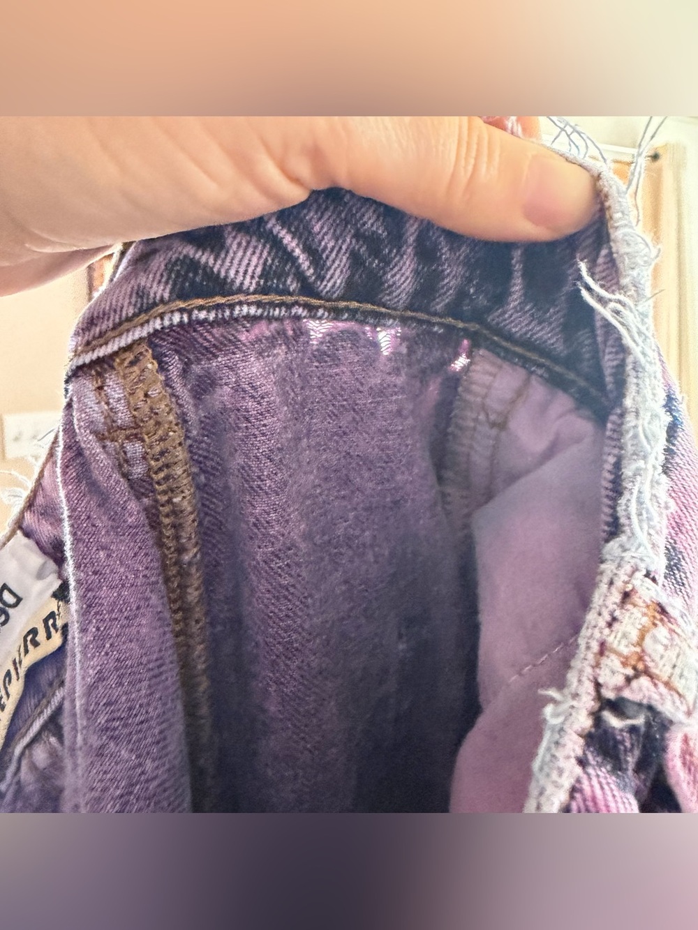 RARE Desigual x Maitrepierre Purple Wide-Leg Jeans, Sz M Acid Wash Distressed - Picture 10 of 10